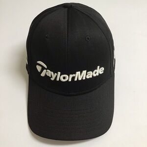 TaylorMade Golf Hat White Black M1 TP5 Hook Loop Strap Back Tour Cap Embroidery
